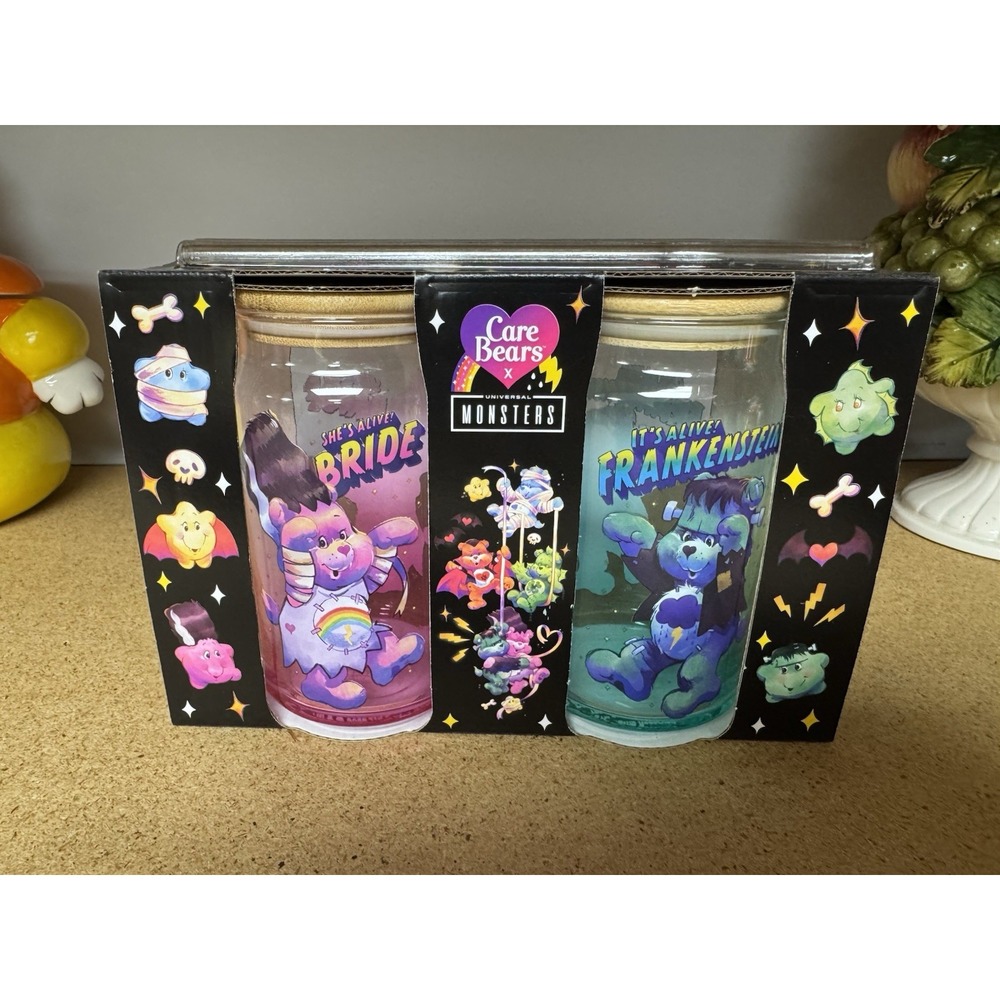 Universal Monsters Care Bears Glass Tumbler Set New in Box